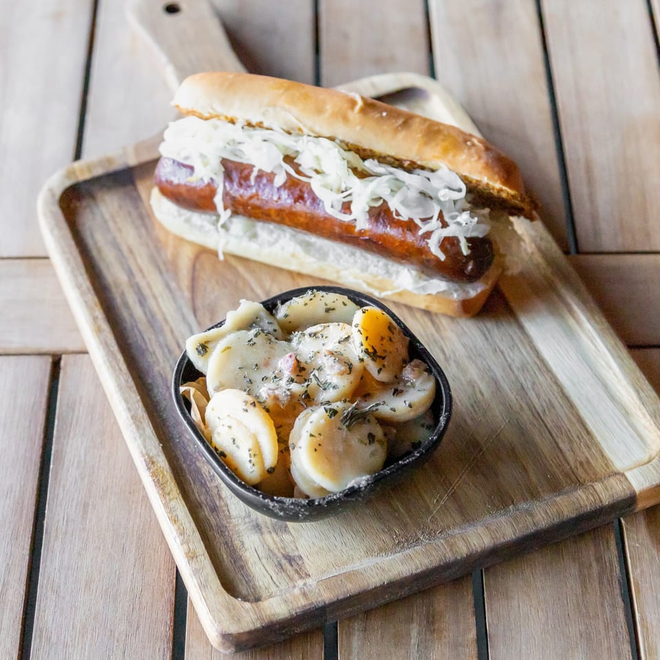 Brat and potato salad