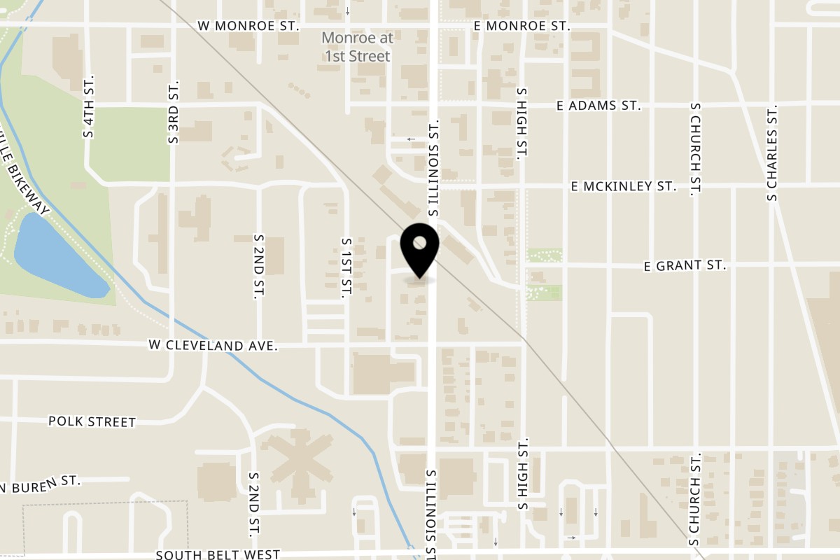 Map showing the location of Belleville Stein Haus on 805 S Illinois St in Belleville